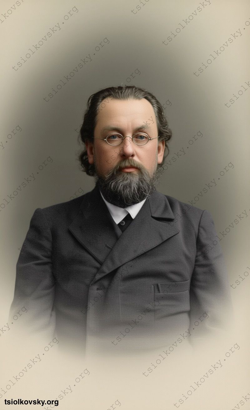 Фото Константина Циолковского. 1908-1909. Фотограф: Фотоателье Стефании Адамович. Источник цифровой копии оригинальной черно-белой фотографии: Wikimedia Commons (Public Domain). Восстановленная и колоризованная версия фотографии. Цифровая реставрация & колоризация: Mykola Krasnostup.