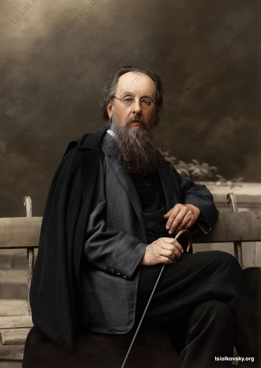 Константин Эдуардович Циолковский. 1924. Источник цифровой копии оригинальной черно-белой фотографии: Wikimedia Commons (Public Domain). Восстановленная и колоризованная версия фотографии. Цифровая реставрация & колоризация: Mykola Krasnostup.